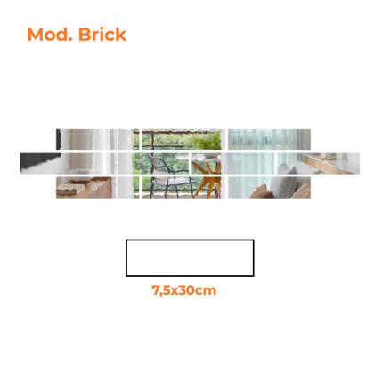 Imagem de Kit 20 Un. Espelho Flexível Decorativo 30x7,5cm Retangulo Brick