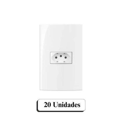 Imagem de Kit 20 unidades - mg conj 1 tomada 2p+t 20a sleek 4x2 branco (16003)