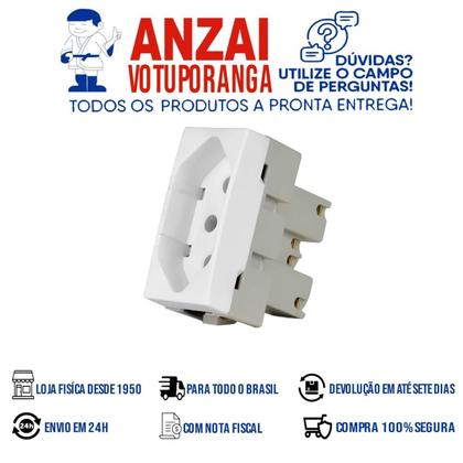 Imagem de Kit 20 Unidades - Módulo Tomada Margirius B3 2p+t 10a-250v Branco