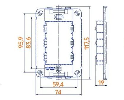 Imagem de Kit 20 unidades Placa com Suporte 4x2 2 Postos B3 Margirius 19431