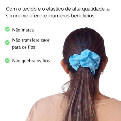 Imagem de Kit 20 Xuxinha Cetim Scrunchie Feminina Elástico Para Cabelo