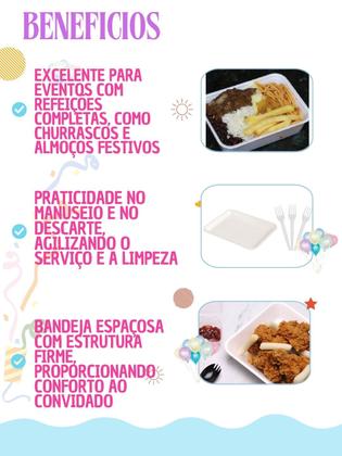 Imagem de Kit 200 Descartavel Bandeja B3 + Garfo Refeição Churrasco