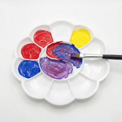 Imagem de Kit 200 Godês de Plástico Flor Yin's Paper com 12 Cavidades para Pintura Escolar e Artesanato Branco 14cm -