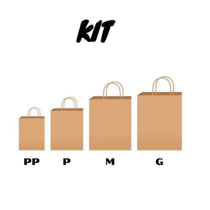 Imagem de Kit 200 Sacolas Kraft Lisa Tamanhos Pp/p/m/g 50 Cada