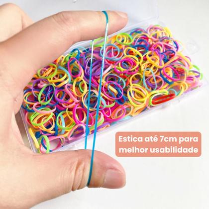 Imagem de Kit 2000 Elásticos Liga Liguinha De Cabelo Colorido Penteado Infantil