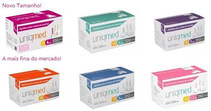 Imagem de Kit 200un agulha caneta insulina 5mm 31g uniqmed