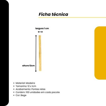 Imagem de Kit 200un Palitos De Sorvete Picolé Em Madeira Ponta reta