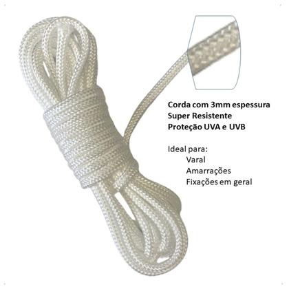 Imagem de KIT 20mts Corda fixação tendas varal espessura 3mm Resistent