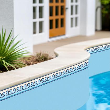 Imagem de Kit 22 Adesivos Piscina Mosaico Ondas Do Mar Azul E Areia 100x10cm