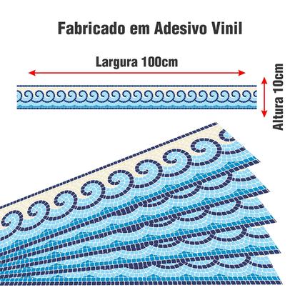 Imagem de Kit 22 Adesivos Piscina Mosaico Ondas Do Mar Azul E Areia 100x10cm