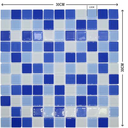 Imagem de Kit 22 Pastilhas De Vidro Cristal Azul Mescla