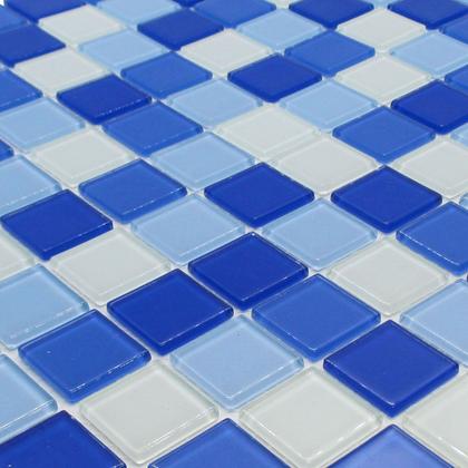 Imagem de Kit 22 Pastilhas De Vidro Cristal Azul Mescla