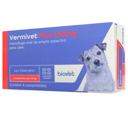 Imagem de Kit 22 Vermífugo Vermivet Plus Biovet 660mg c/ 4 Comprimidos