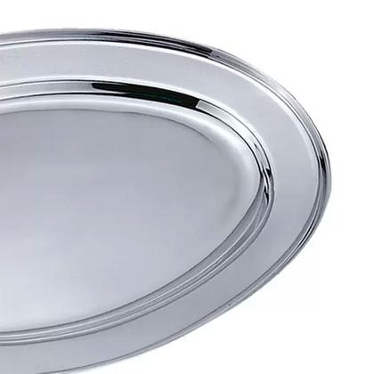 Imagem de Kit 24 Bandeja/travessa Oval Inox Rasa 28,5cm Grande 