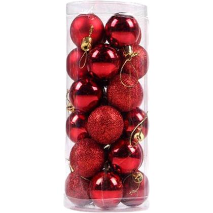 Imagem de Kit 24 Bolinhas Vermelhas Árvore De Natal Bolas Enfeite Natalino 3cm