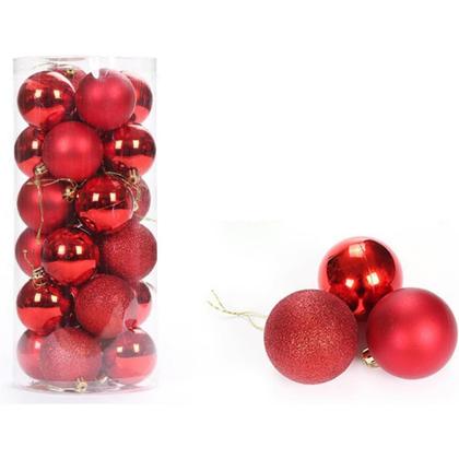 Imagem de Kit 24 Bolinhas Vermelhas Árvore De Natal Bolas Enfeite Natalino 3cm