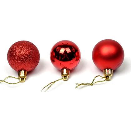 Imagem de Kit 24 Bolinhas Vermelhas Árvore De Natal Bolas Enfeite Natalino 3cm