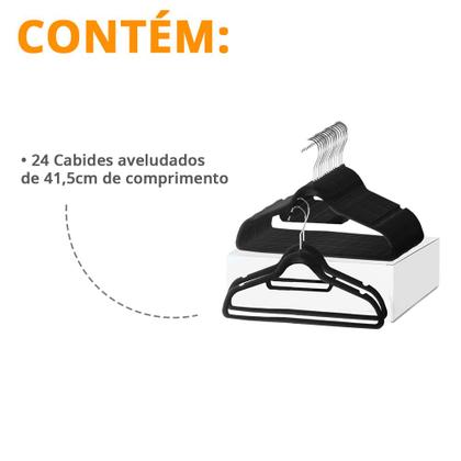 Imagem de Kit 24 Cabides Aveludados Slim Roupas Cabideiro Organizador