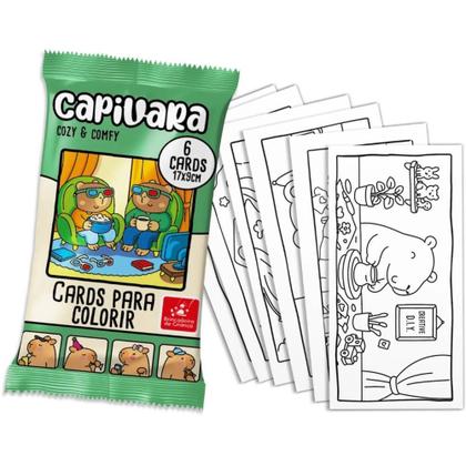 Imagem de Kit 24 Cards Colorir Capivaras Cozy Comfy Capivaras Estilo