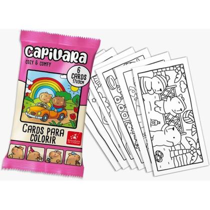 Imagem de Kit 24 Cards Colorir Capivaras Cozy Comfy Capivaras Estilo