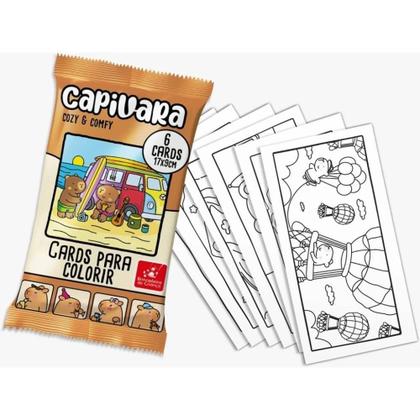 Imagem de Kit 24 Cards Colorir Capivaras Cozy Comfy Capivaras Estilo