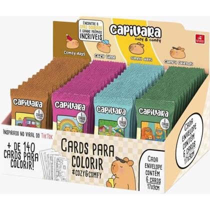 Imagem de Kit 24 Cards Colorir Capivaras Cozy Comfy Capivaras Estilo