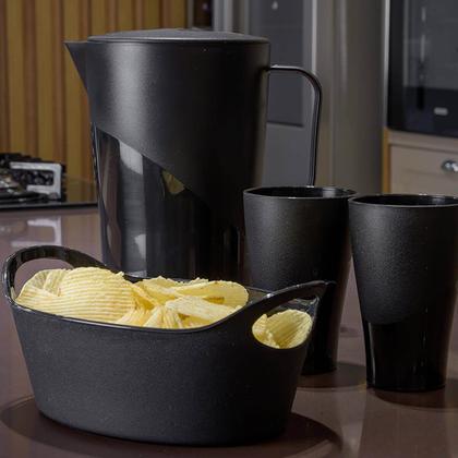 Imagem de Kit 24 Cestos para Servir Batata Frita Preto 21x9cm Restaurante Bar Lancheria Uz Utilidades