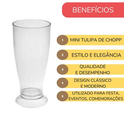 Imagem de Kit 24 Copos Mini Tulipa Acrílico Transparente 220ml Chopp