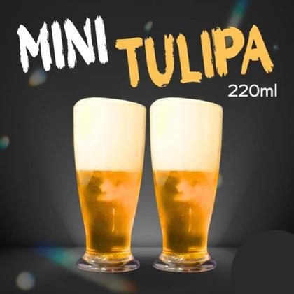 Imagem de Kit 24 Copos Mini Tulipa Acrílico Transparente 220ml Chopp