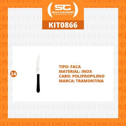 Imagem de KIT - 24 Facas para Churrasco Leme Com Lâmina em Aço Inox 4 POL Cabo Preto FPBAG - Tramontina
