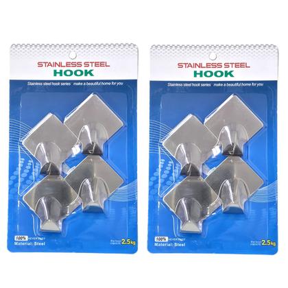 Imagem de KIT 24 Ganchos Multiuso Aço Inox Gancho De Parede Auto Adesivo Suporta Até 2.5kg Discreto 3,5x3,5cm