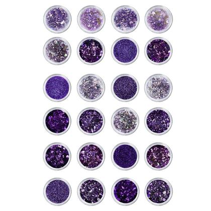 Imagem de Kit 24 Glitter Decoração Unhas Gel Nail Art Maquiagem Roxo