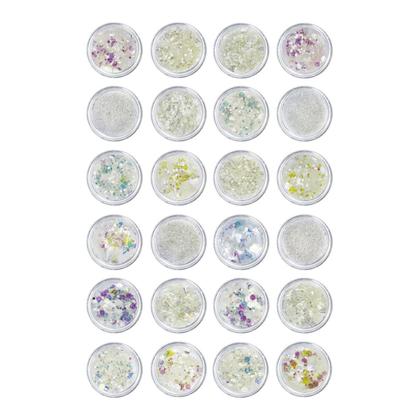 Imagem de Kit 24 Glitter Decoração Unhas Nail Art Maquiagem Branco