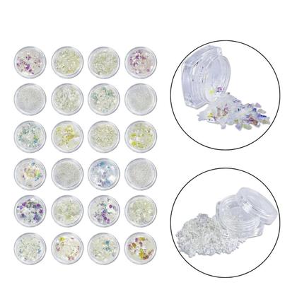 Imagem de Kit 24 Glitter Decoração Unhas Nail Art Maquiagem Branco