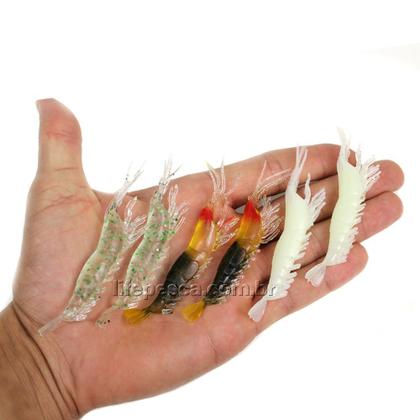 Imagem de Kit 24 Iscas Artificial Camarão Realístico Soft 7cm - Cmik