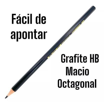 Imagem de Kit 24 lápis de escrever escolar formato sextavado uso diario