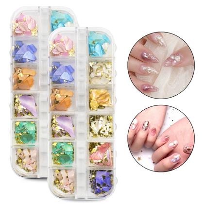 Imagem de Kit 24 Madrepérola Glitter Encapsulamento Decoração Unha Gel Fibra de Vidro Acrygel Unhas Naturais Unhas Decoradas Cores Brilho