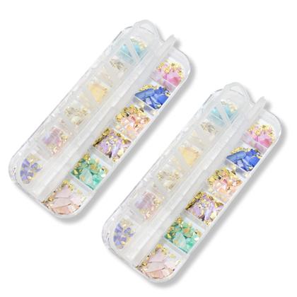 Imagem de Kit 24 Madrepérola Glitter Encapsulamento Decoração Unha Gel Fibra de Vidro Acrygel Unhas Naturais Unhas Decoradas Cores Brilho
