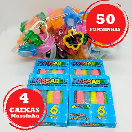 Imagem de Kit 24 Massinha de Glitter 50 Forminha de Massinha Infantil