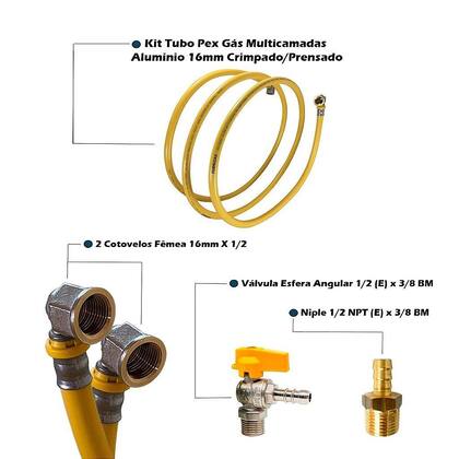 Imagem de Kit 24 Metros Tubo Pex 16mm + Cotovelos + Niple + Válvula BM