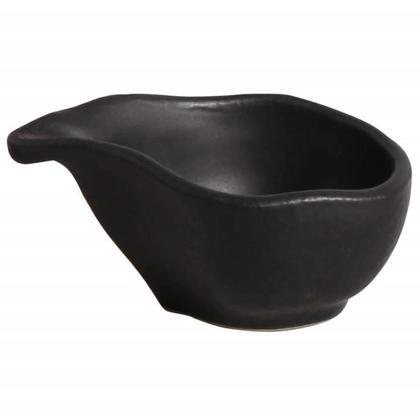 Imagem de Kit 24 Molheiras 8x6cm Preto 40ml Cerâmica Porto Brasil Buffet Restaurante Oval Orgânico