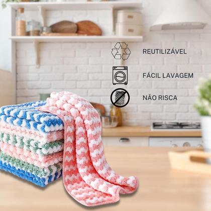Imagem de Kit 24 Pano Microfibra Atoalhado Macio Limpa Vidro Pia