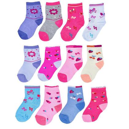 Imagem de Kit 24 Pares Meias Infantis Coloridas Menina- 1a 4 anos