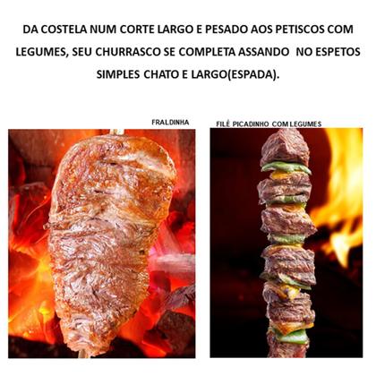 Imagem de Kit 24 Pçs Espeto Churrasco 18 Duplo e 06 Simples Reforçado Aço Galvanizado Cabo Madeira Varios Tamanhos Hannah