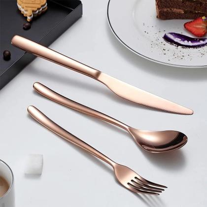 Imagem de Kit 24 Peças Aço Inoxidável 416 Jogo De Talheres Ouro Rosa