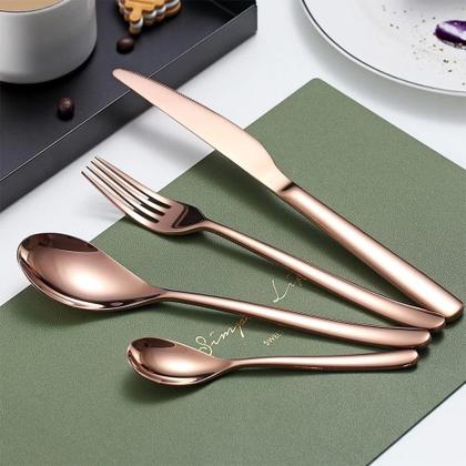 Imagem de Kit 24 Peças Aço Inoxidável 416 Jogo De Talheres Ouro Rosa