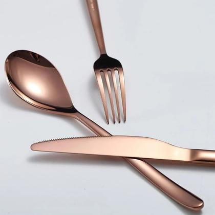 Imagem de Kit 24 Peças Aço Inoxidável 416 Jogo De Talheres Ouro Rosa
