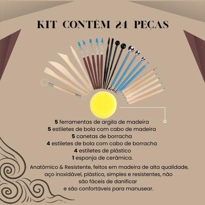 Imagem de Kit 24 Peças Profissionais Escultura Argila Modelagem Corte
