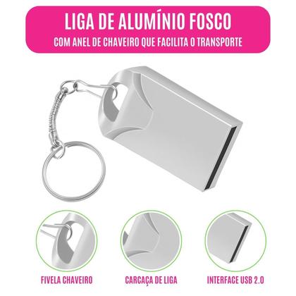 Imagem de Kit 24 Pendrives 32GB USB 2.0 Mini Chaveiro Metálico Compacto c/ Alta Velocidade Resistente p/ Arquivos Vídeos Fotos Docs Notebook Computador