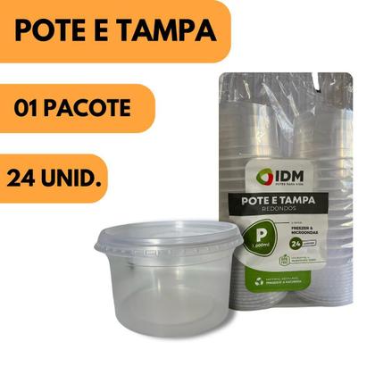 Imagem de Kit 24 Pote Descartável Redondo Tampa Transparente 1000Ml